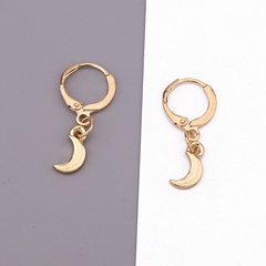 European New Simple Cute Little Moon Pendant Hoop Earrings Hoop Fashion Crescent with Hanging Ear Ring Ear Clip Women