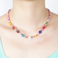 Moda de moda collar de perlas de agua dulce natural simple arcilla barro colgante joyería hecha a mano al por mayor nihaojewelry