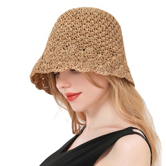 Bucket hat summer hand-woven Japanese solid color sun hat foldable straw hat wholesale nihaojewelry