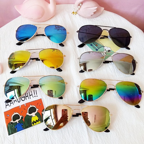 Children's sunglasses fashion colorful children's aviator sunglasses frog color reflective wholesale nihaojewelry NHBA226855's discount tags
