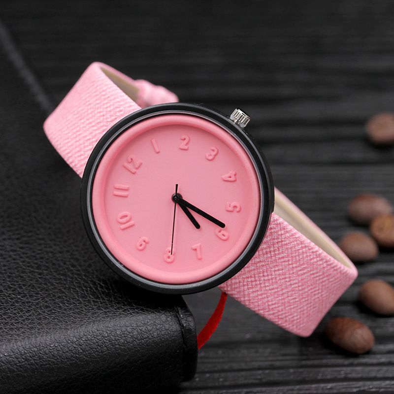 Cinturn de lona reloj digital tridimensional seoras reloj moda simple cuarzo casual reloj al por mayor nihaojewelry
