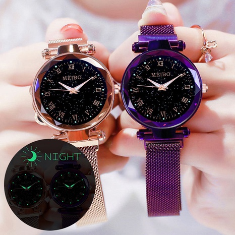 Fashion Trends Star Watch Milan Mesh Belt Iron Buckle Quartz Watch Luminous Women's Watch wholesale nihaojewelry's discount tags