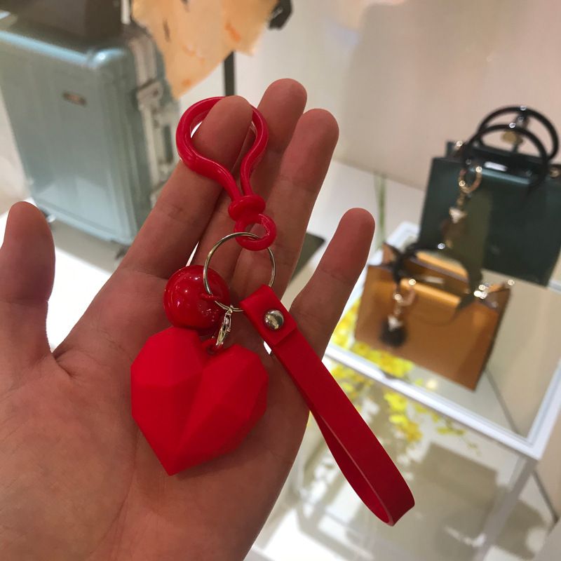 soft plastic peach heart keychain coin purse bell pendant stereo car logo pendant wholesale nihaojewelry