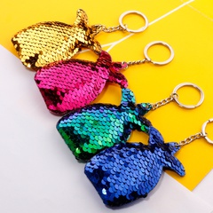 Reflective double-sided sequin key chain pineapple sequin bag car key chain wholesale nihaojewelry