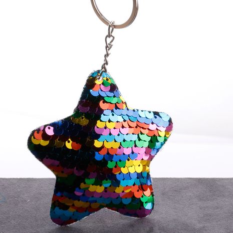 sequin key chain double-sided fish scale reflective sequins pentagram coin purse car key chain wholesale nihaojewelry NHDI226948's discount tags