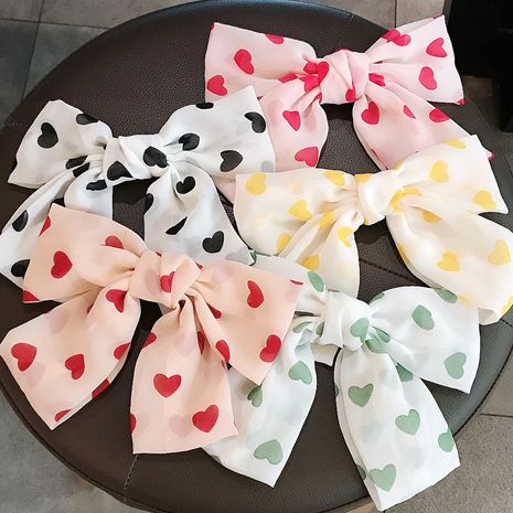 Korean big bow hairpin chiffon love top clip fabric spring ponytail headdress  wholesale nihaojewelry's discount tags