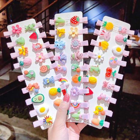 Horquilla para niños coreanos bolsa linda tocado de horquilla de frutas clip para niña clip de pico de pico de bebé accesorios para el cabello de dibujos animados venta al por mayor's discount tags
