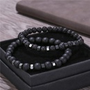 Natural black matte lava volcanic stone wear black gallstone separation beads elastic bracelet suit bracelet  wholesale nihaojewelrypicture11