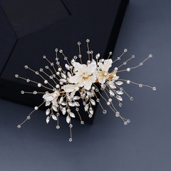 Fleurs en acrylique à la main en épingle à cheveux perle cristal accessoires de cheveux haut de gamme mariée toast robe plaque accessoires de cheveux en gros nihaojewelry