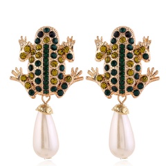 fashion metal simple flash diamond frog drop temperament earrings  wholesale nihaojewelry