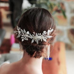 design wedding hair accessories heavy industry woven high-end bridal jewelry crystal rice beads plug comb hair comb  wholesale nihaojewelry
