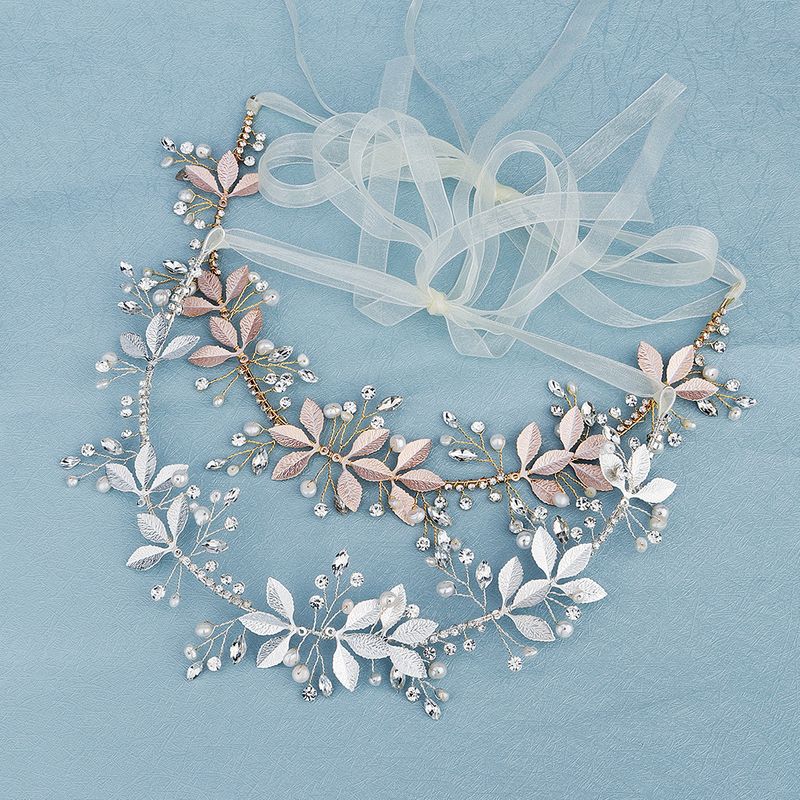 Amazon neues Produkt Wald einfache Zweige und Bltter Kopfschmuck Europische und amerikanische Braut Hochzeit hand gefertigtes Strass Stirnband Perlen Stirnband