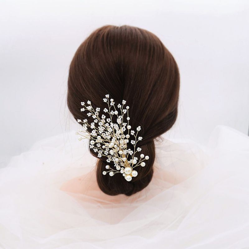 wedding jewelry new products handmade hairpin pearl duckbill edge clip bride headdress  wholesale nihaojewelry
