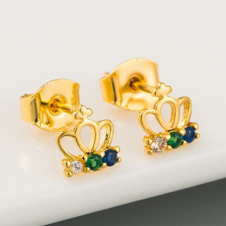 fashion temperament hollow crown earrings micro-set zircon earrings small and charming wild earrings  wholesale nihaojewelry's discount tags