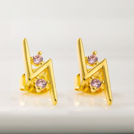 personality exaggerated lightning geometric temperament earrings copper plated true gold micro-set color zircon earrings  wholesale nihaojewelry's discount tags