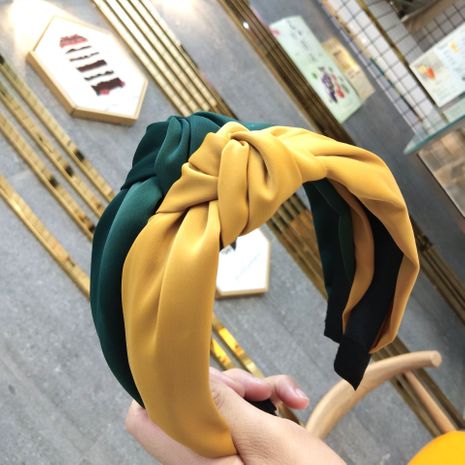 Korean solid color wide-edge knotted headband high-end fabric twisted hairpin fashion wild headband ladies wholesale nihaojewelry's discount tags