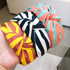 Korean fashion best selling wide-brimmed rainbow stripes knotted headband candy color fashion hair accessories high-end temperament headband ladies wholesale nihaojewelry