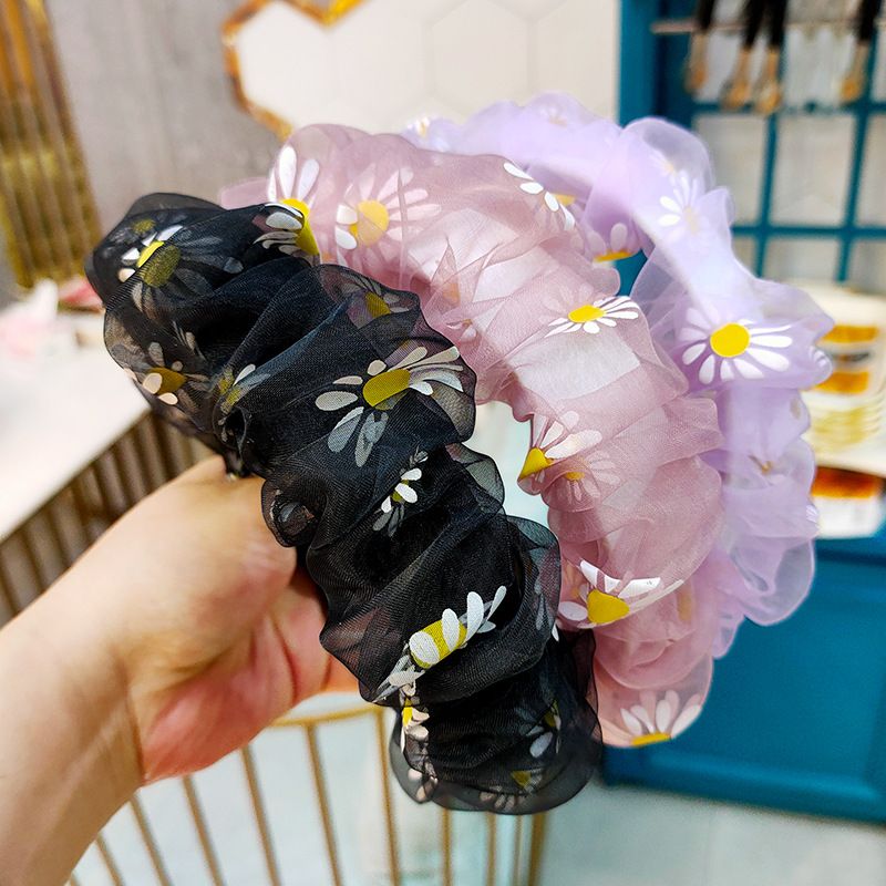 Korean fashion Daisy Eugen yarn sweet hair hoop highend fold super fairy mesh yarn hairpin hair headband wholesale nihaojewelry