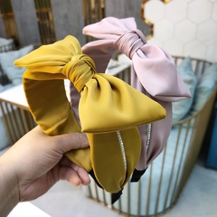 Korean fashion wide-brimmed high-end rabbit ear hairband simple and exquisite colored diamond hairpin hairpin fashion bow knot wholesale nihaojewelry