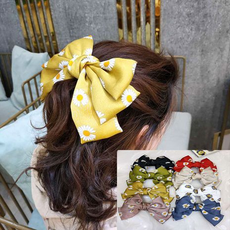 Korean fashion section small daisy hair clip high-end fabric simple hairpin super fairy bowknot clip hair accessories wholesale nihaojewelry's discount tags