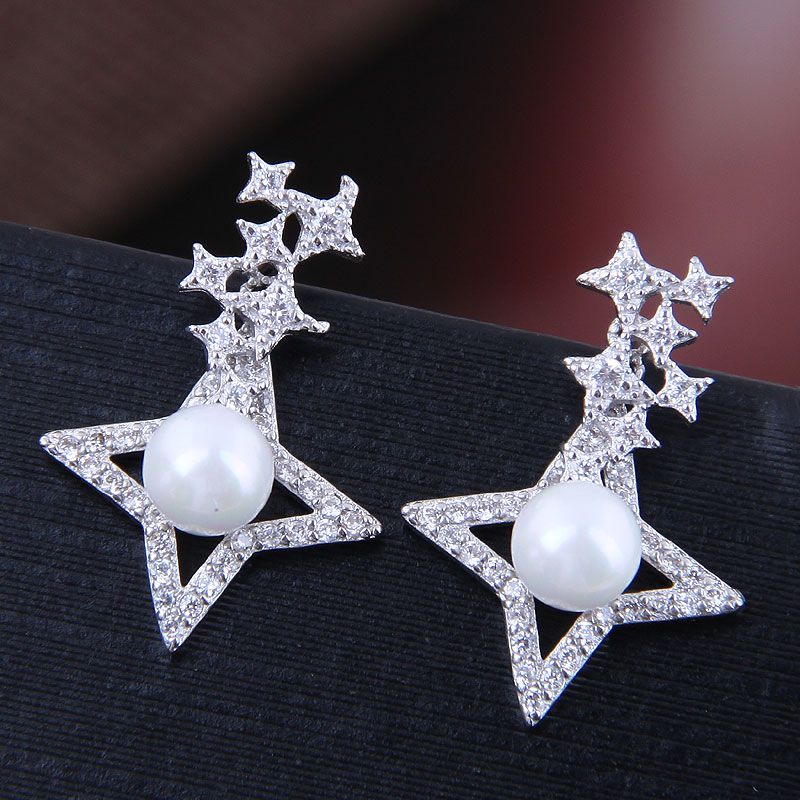 exquisite Korean fashion earrings copper micro inlay zircon meteor earrings wholesale nihaojewelry