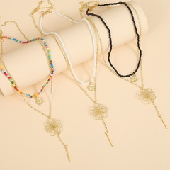 perles de riz à la main trois ensembles de collier multicouche tendance armure fleur pendentif bijoux en gros nihaojewelry