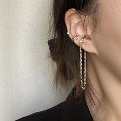 Korean simple metal asymmetric without pierced ear bone clip long chain painless ear hanging wholesale nihaojewelry