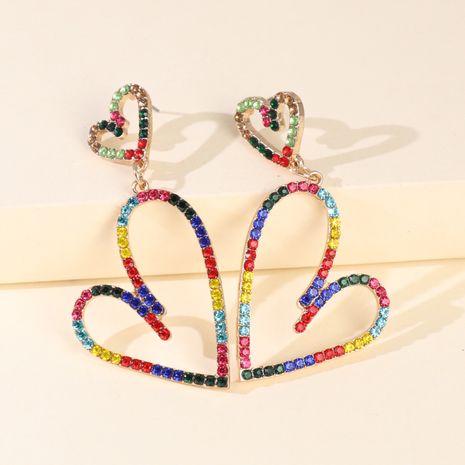 big earring jewelry alloy heart-shaped colorful diamond pierced earrings wholesale nihaojewelry's discount tags