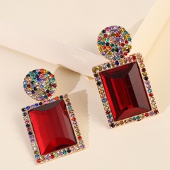 alloy diamond-set symmetrical earrings luxury gemstones geometric elegant ladies earrings wholesale nihaojewelry