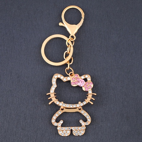 Strass KT chat voiture porte-clés sac en métal pendentif porte-clés anneau marché coréen en gros nihaojewelry's discount tags