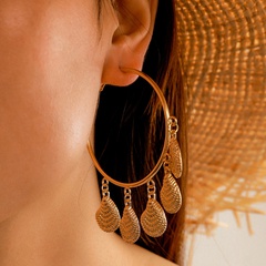 New style simple shell pendant earrings fashion geometric circle shaped scallop earrings wholesale nihaojewelry
