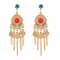 round metal tassel earrings fashion alloy earrings women's long earrings