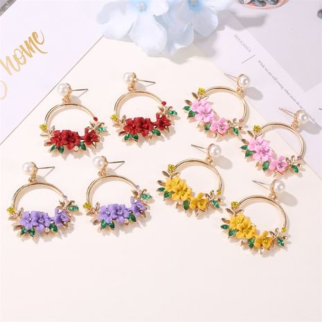 new style flower earrings color garland pearl earrings wild flower pendant earrings wholesale nihaojewelry's discount tags