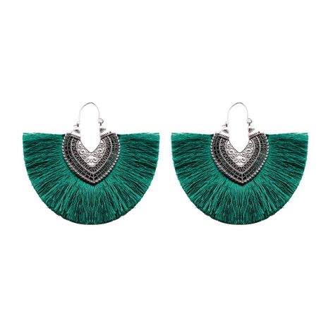 new earrings creative long section bohemian earrings retro fan-shaped tassel earrings wholesale nihaojewelry's discount tags