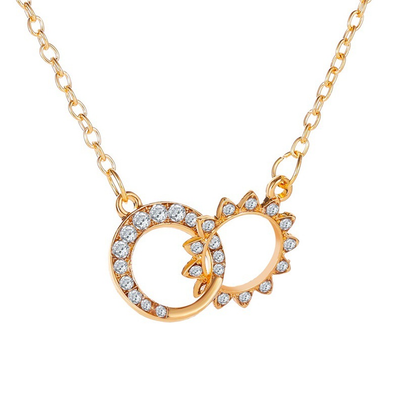 Bijoux Fantaisie Colliers | Nouveau Collier Soleil Lune Collier Creative Diamant Double Anneau Collier Clavicule Chane En Gros Nihaojewelry - DX63390