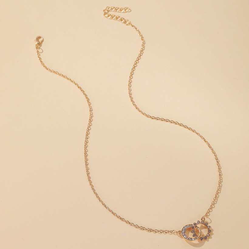 Bijoux Fantaisie Colliers | Nouveau Collier Soleil Lune Collier Creative Diamant Double Anneau Collier Clavicule Chane En Gros Nihaojewelry - WN86587