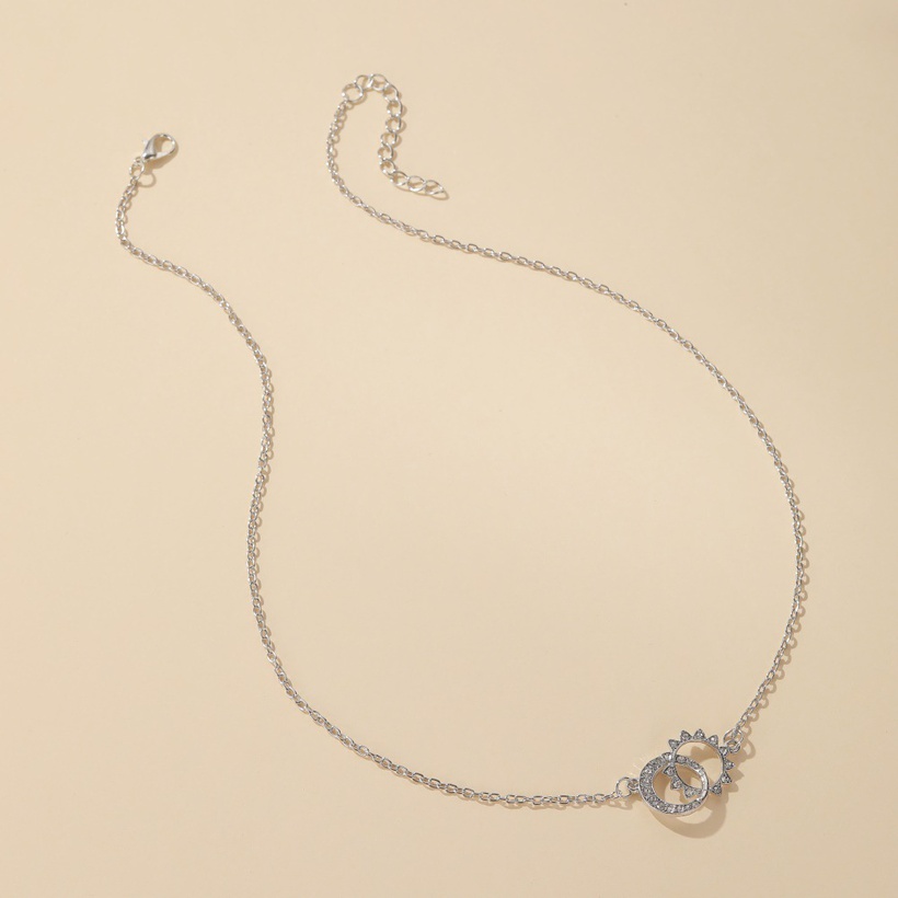 Bijoux Fantaisie Colliers | Nouveau Collier Soleil Lune Collier Creative Diamant Double Anneau Collier Clavicule Chane En Gros Nihaojewelry - WN86587