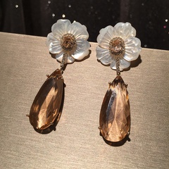 Pendientes de flores S925 pétalos de aguja de plata borla larga de primavera pendientes de gota de agua grandes de lujo al por mayor nihaojewelry
