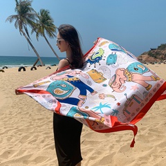 Bufanda de viento nacional viaje de playa toalla de playa bufanda de seda estampada mantón de algodón y lino bufanda al por mayor