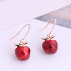 Boutique Korean fashion sweet little red apple personality earrings