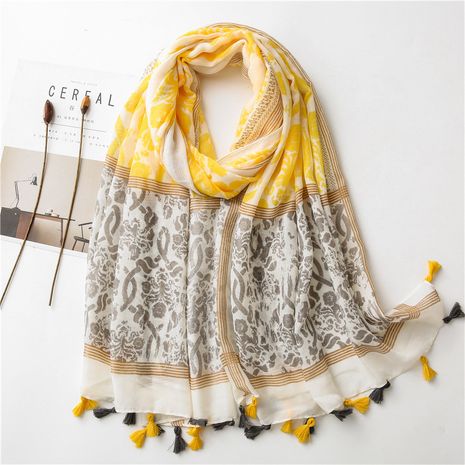 Verano bufanda de seda chica gasa de moda protector solar chal algodón y lino bufanda al por mayor nihaojewelry's discount tags