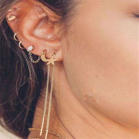 Étoiles de la mode coréenne et boucles d'oreilles lune pentagramme meniscus boucles d'oreilles irrégulières ensemble en gros nihaojewelry's discount tags