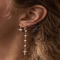 Coréen croix-set diamant super flash boucles d'oreilles rue créative longues boucles d'oreilles diamant blanc ensemble en gros nihaojewelry