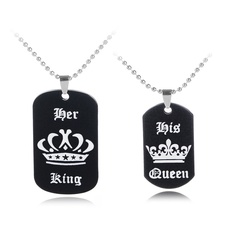 Explosion Necklace Her King His queen Alphabet Crown Couple Pendant Necklace Accessories wholesale nihaojewelry