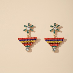 Korean elegant color diamond-set geometric windmill earrings fashion vacation trend earrings jewelry wholesale nihaojewelry