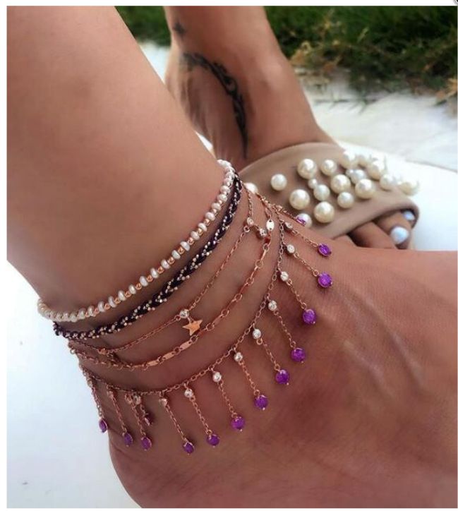 new foot jewelry fivepointed star tassel beaded anklet 5piece multilayer anklet wholesale nihaojewelry