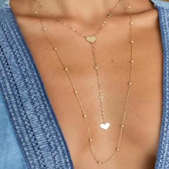 new creative fashion alloy multi-layer round bead love tassel necklace heart-shaped sweater chain wholesale nihaojewelry
