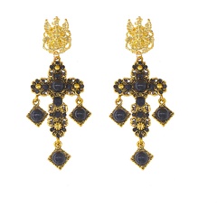 New Baroque cross pearl earrings antique earrings retro earrings gem inlaid  wholesale nihaojewelry