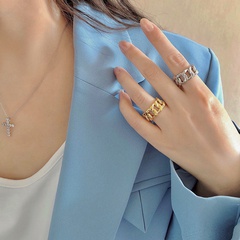 simple metal chain ring female Korean chain rings retro hollow opening ring