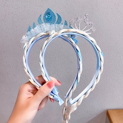 Frozen princess hair hoop children's wig braid hair headband cute bow crown hair jewelry wholesale nihaojewelry